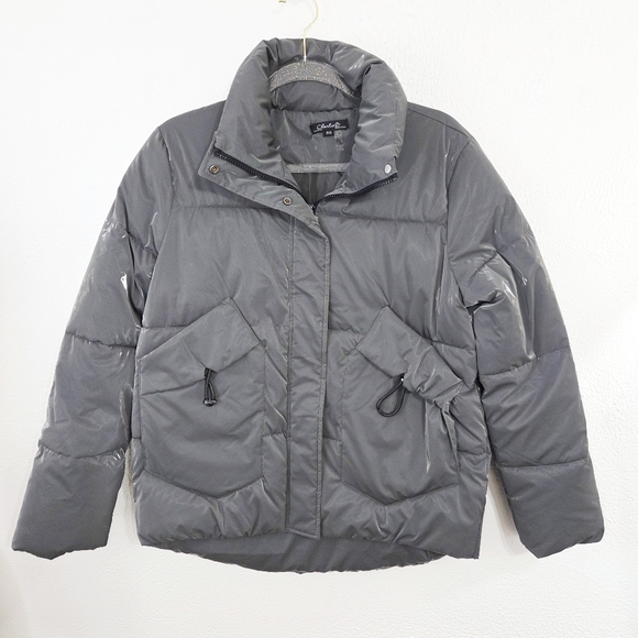 Charlie B Spice Solid Liquid Puffer Coat Jacket Gray Size Small - Picture 3 of 7